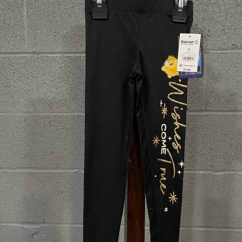 Black Kids Leggings with Gold Print